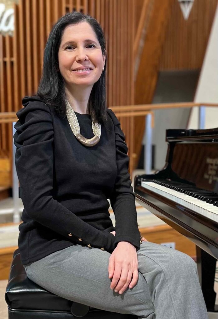 Piano student during lesson
